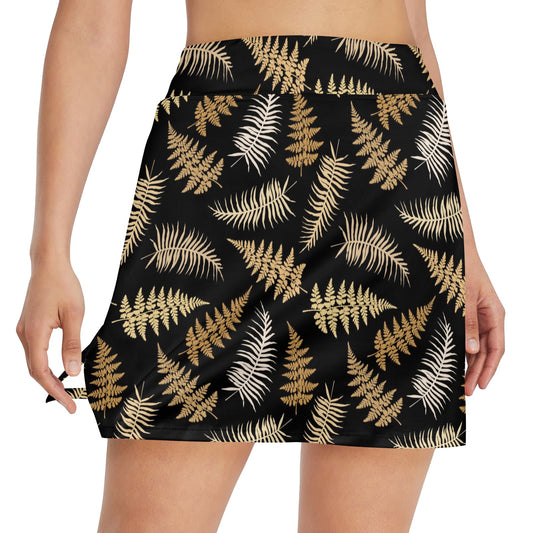 Fern Leave Bright Print Pattern 17" Golf & Pickleball Skort with Pockets