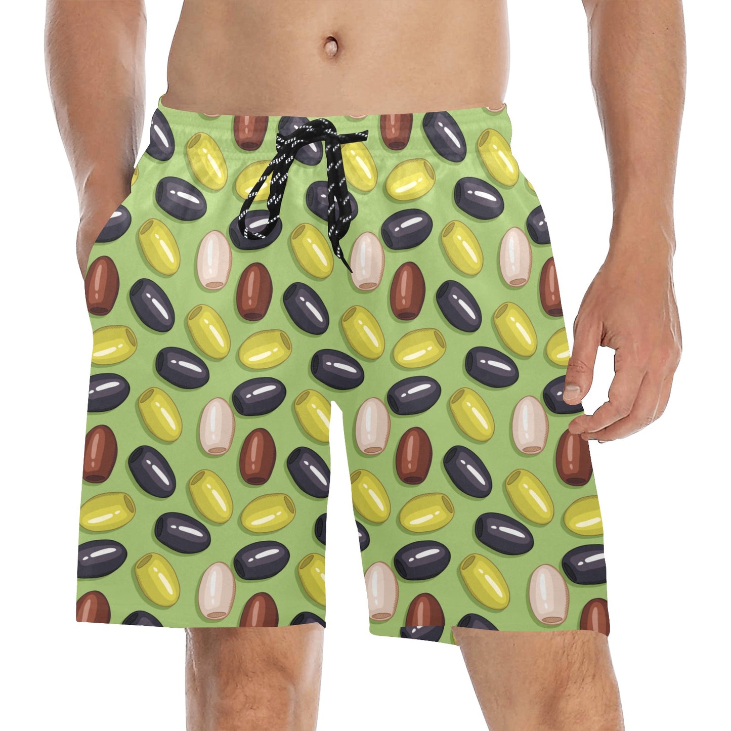Olive Print Design LKS301 Men's Swim Trunks Beach Shorts