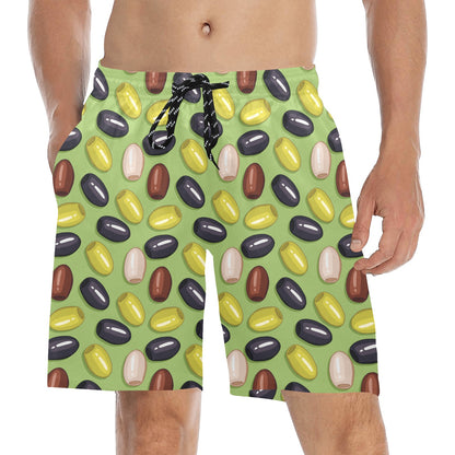 Olive Print Design LKS301 Men's Swim Trunks Beach Shorts