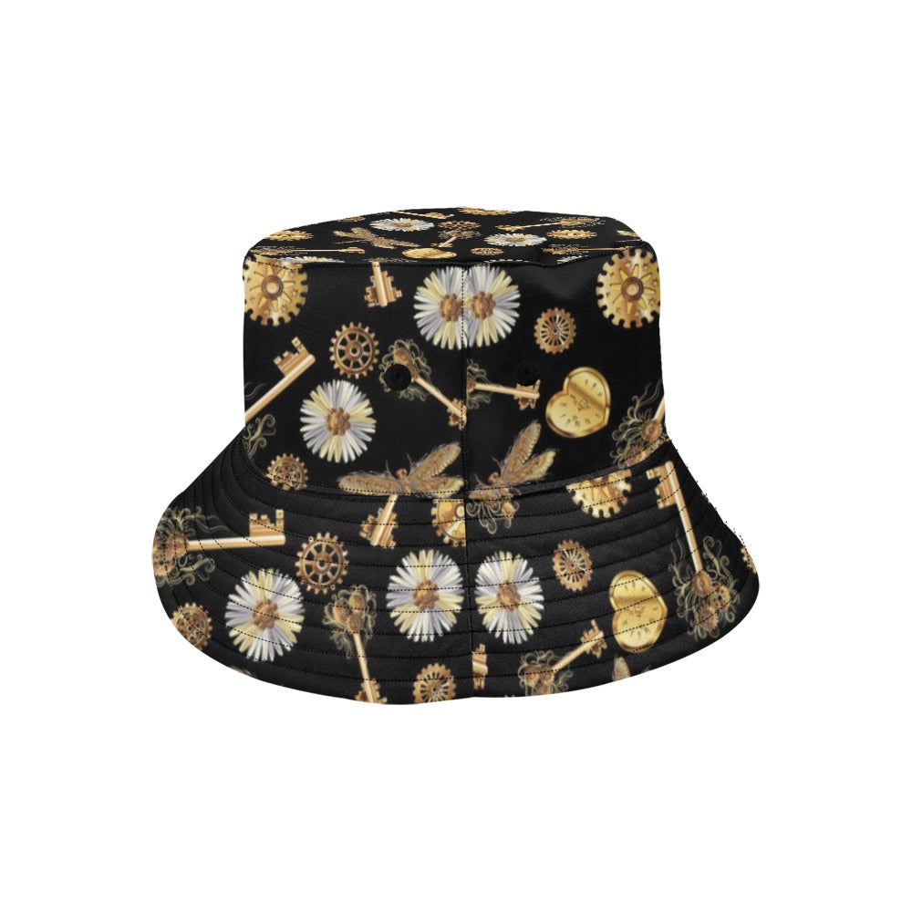 Steampunk Key Dragonfly Print Design LKS303 Unisex Bucket Hat