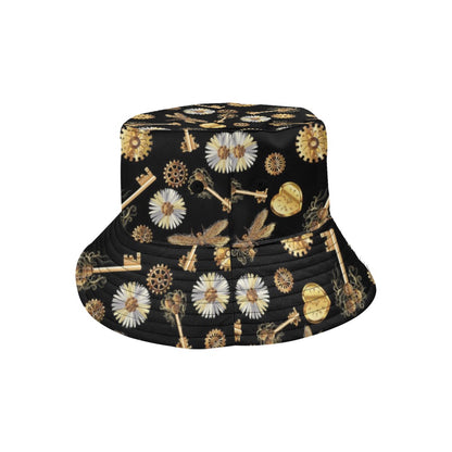 Steampunk Key Dragonfly Print Design LKS303 Unisex Bucket Hat