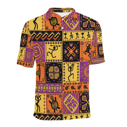 African Pattern Print Design 02 Men Polo Shirt