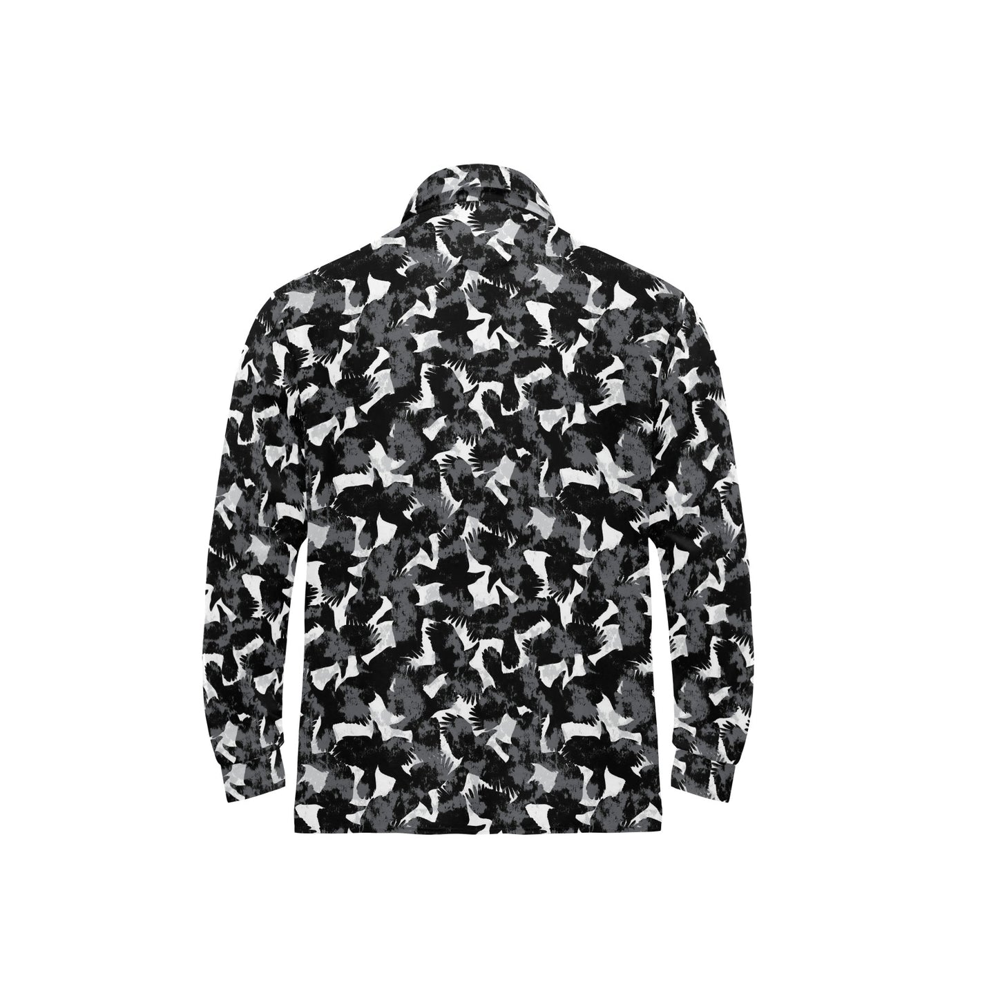 Crow Pattern Print Design 01 Long Sleeve Polo Shirt For Men's