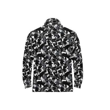 Crow Pattern Print Design 01 Long Sleeve Polo Shirt For Men's