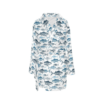 Tuna Fish Print Design LKS303 Women's Fleece Robe