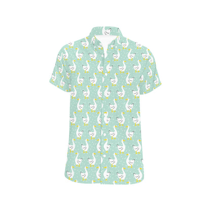 Goose Print Design LKS404 Men Short Sleeve Button Up Shirt