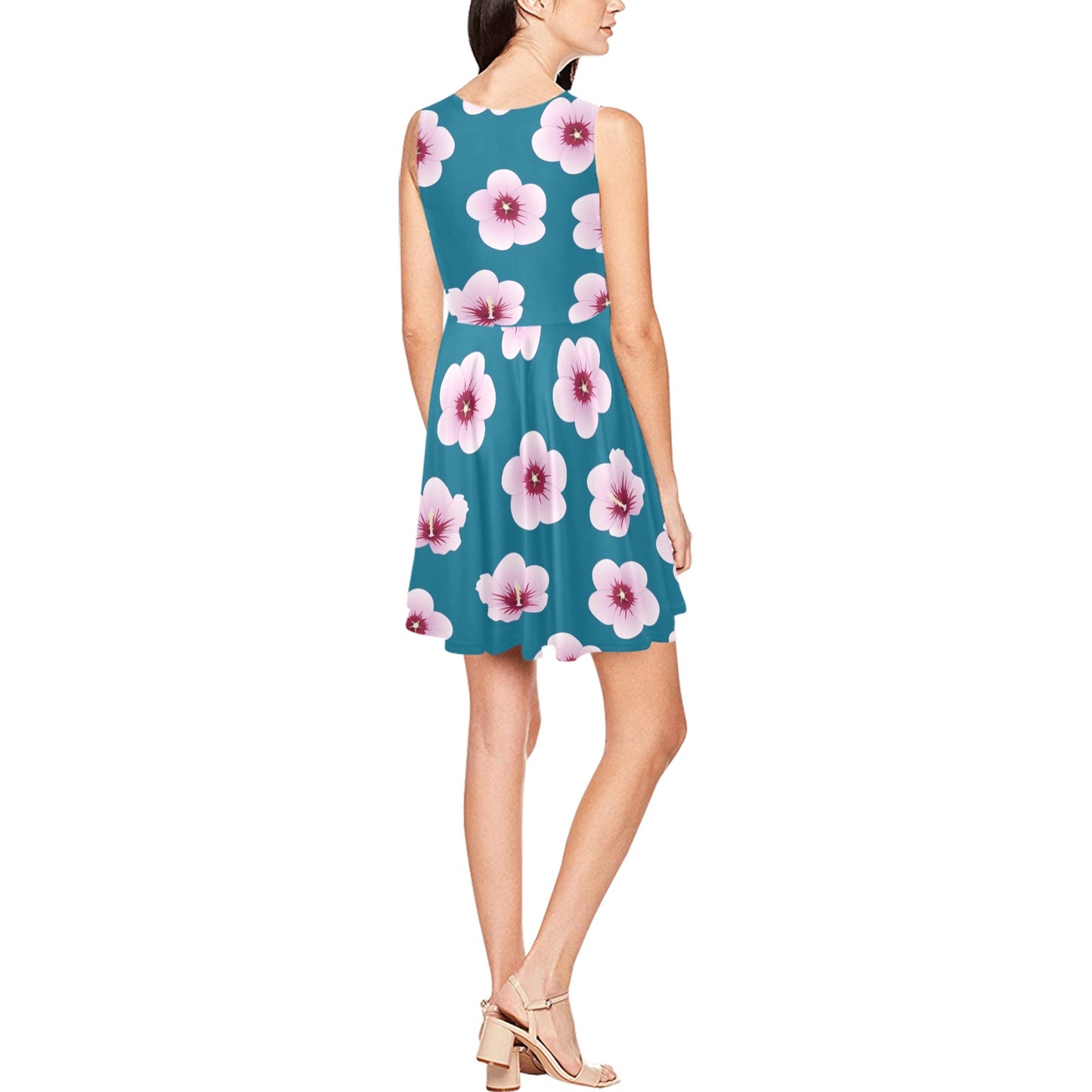 Cherry Blossom Pattern Print Design CB08 Sleeveless Dress