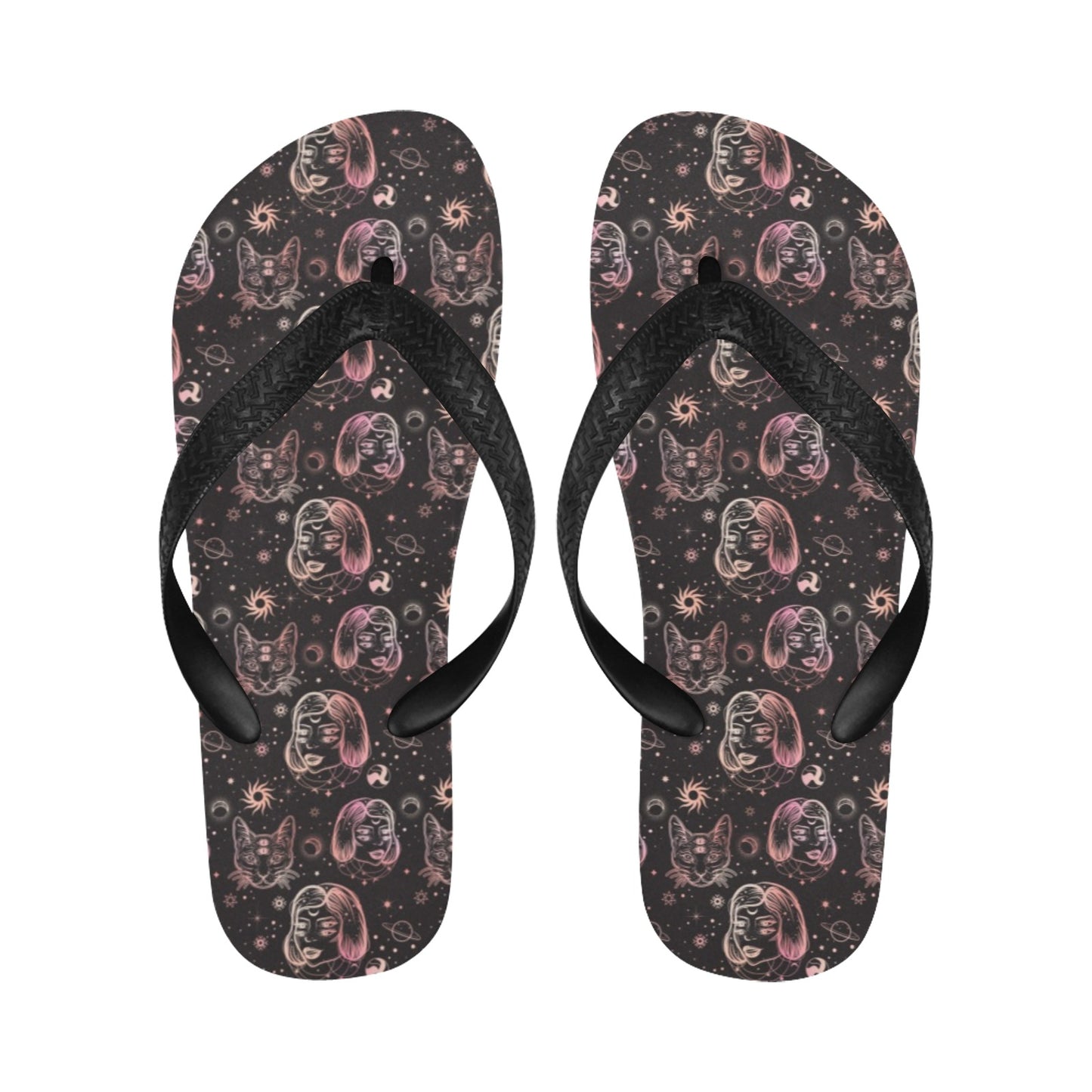 Third Eye Girl Cat Print Design LKS305 Flip Flops