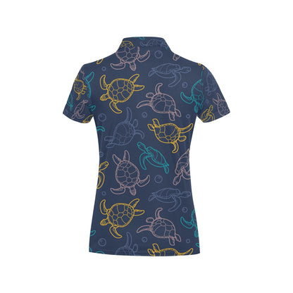Sea Turtle Baby Print Women's Polo Shirt