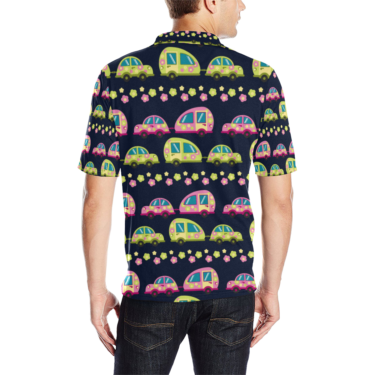 Camper Cute Camping Design No 3 Print Men Polo Shirt