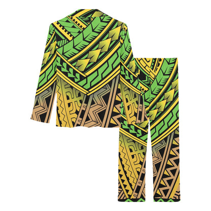 Polynesian Tribal Color Women's Long Pajama Set