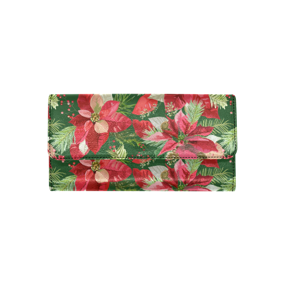 Poinsettia Pattern Print Design POT03 Women's Trifold Wallet