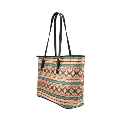 Navajo Western Style Print Pattern Leather Tote Bag