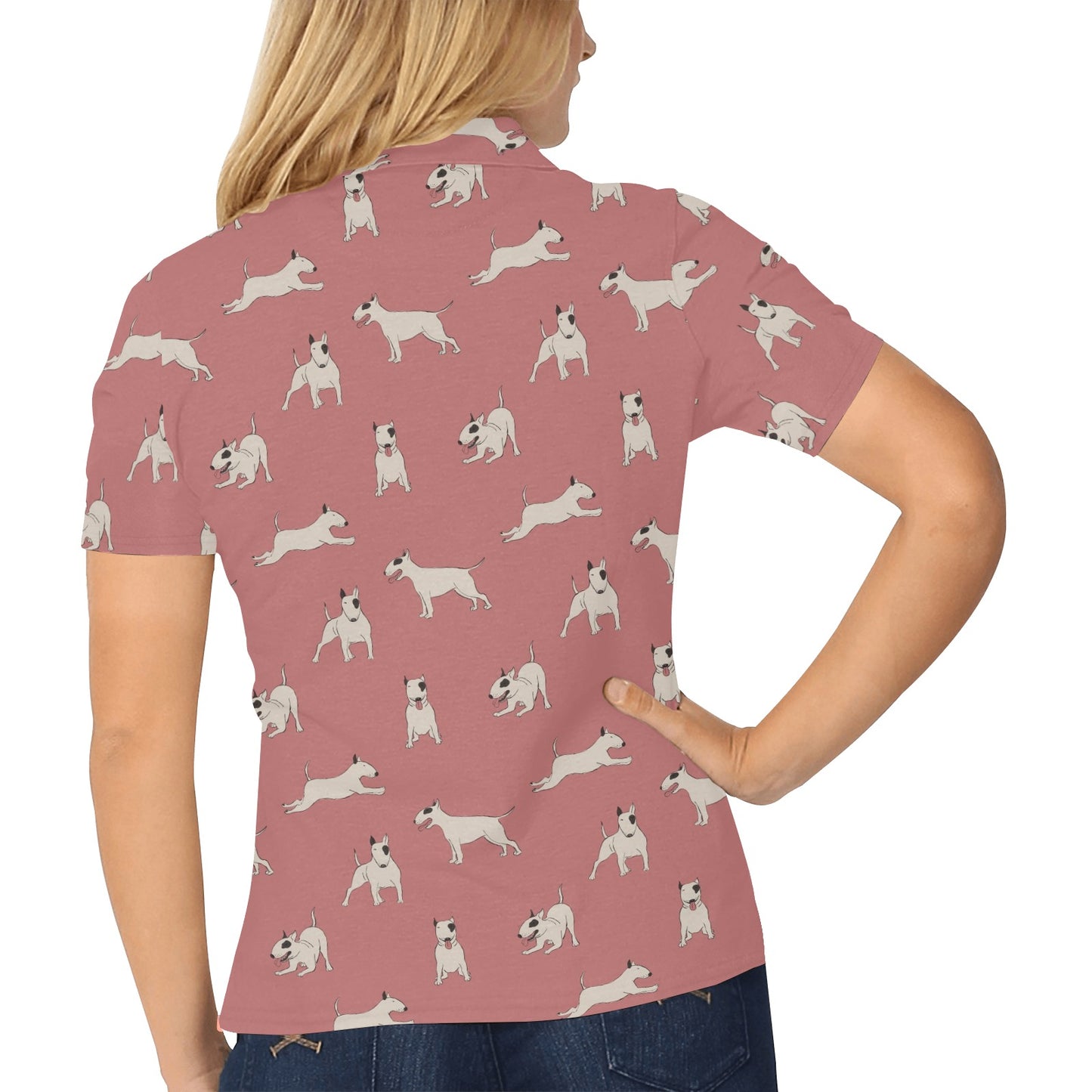 Bull Terriers Pattern Print Design 09 Women's Polo Shirt