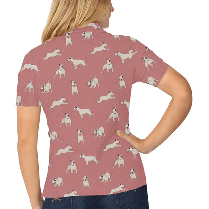 Bull Terriers Pattern Print Design 09 Women's Polo Shirt