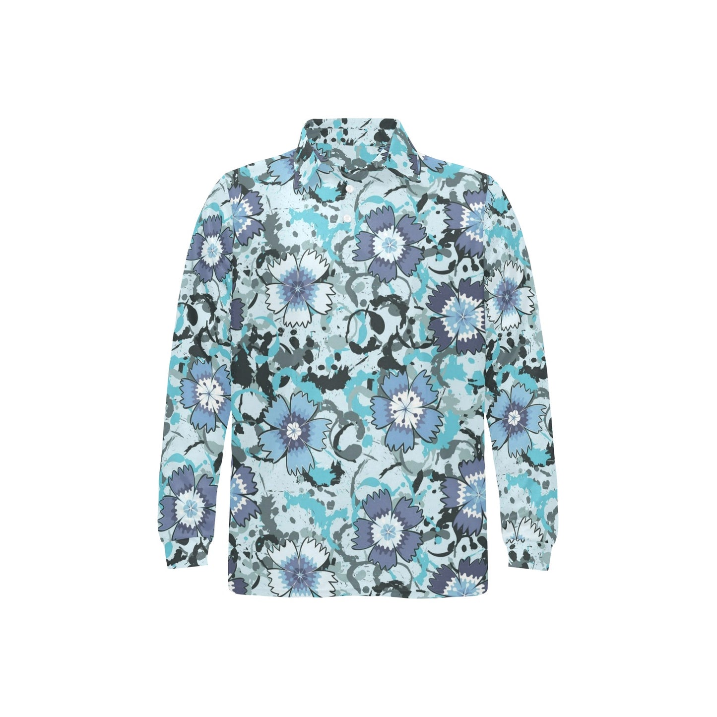 Carnations Pattern Print Design CN04 Long Sleeve Polo Shirt For Men's