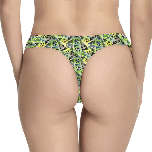 Soccer Ball Themed Print Pattern Women's Thongs