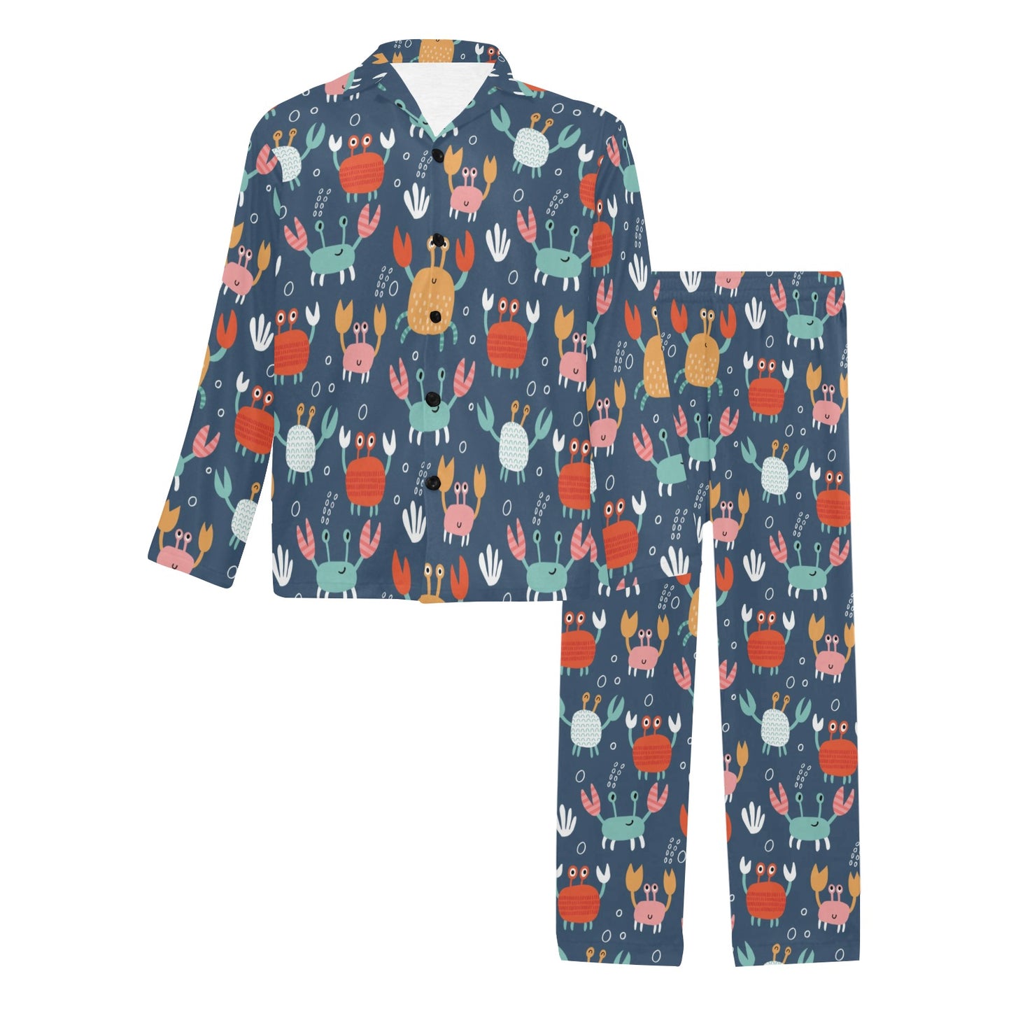 Crab Pattern Print Design 05 Men's Long Pajama Set