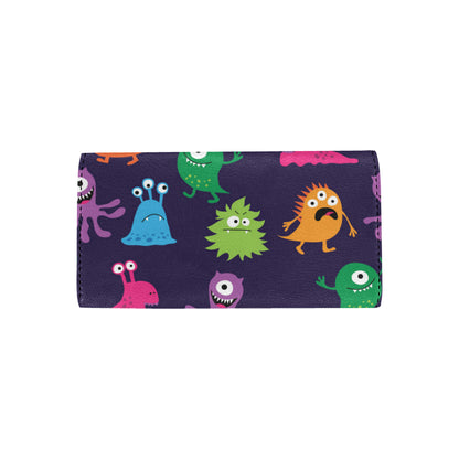 Monster Cartoon Pattern Print Design 02 Women's Trifold Wallet