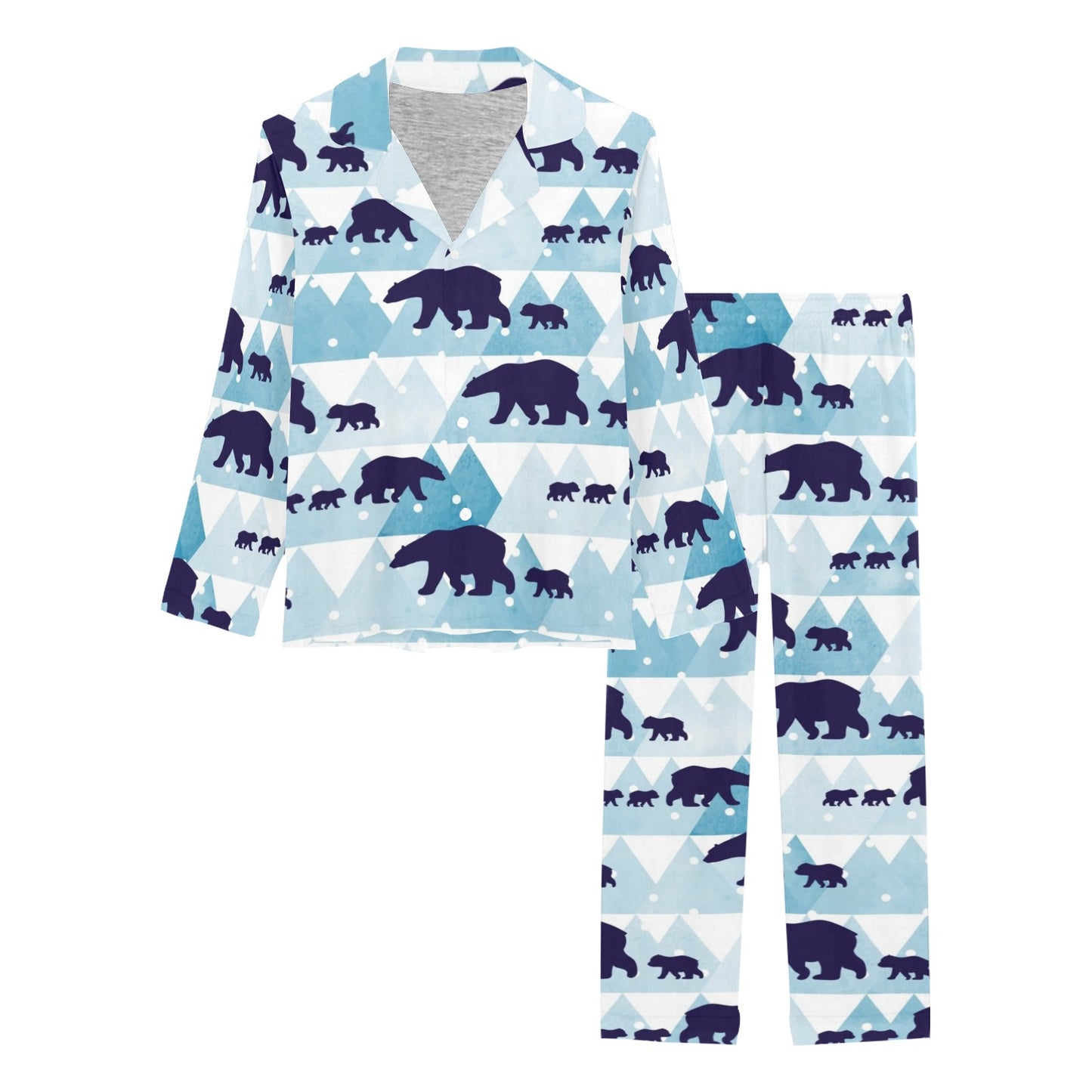 Bear Pattern Print Design BE01 Women's Long Pajama Set