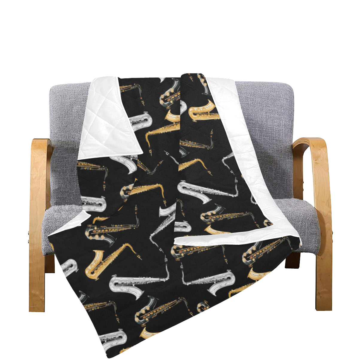 Saxophone Pattern Print Design 01 Premium Quilt