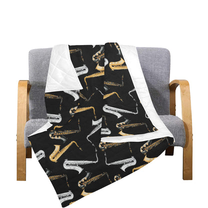 Saxophone Pattern Print Design 01 Premium Quilt