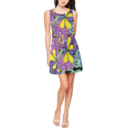 Psychedelic Pattern Print Design A04 Sleeveless Dress