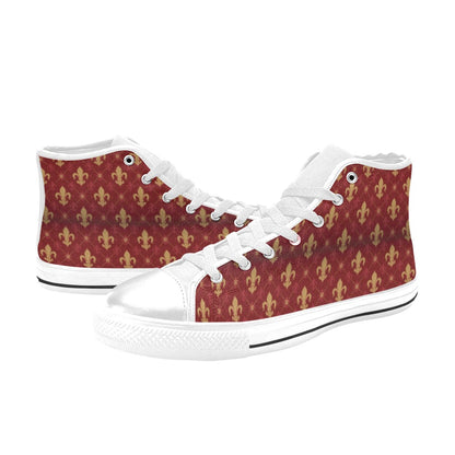 Fleur De Lis Print Design LKS401 Men's High Top Canvas Shoes