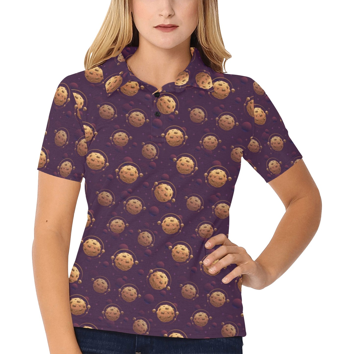 Cookie Pattern Print Design 03 Women's Polo Shirt