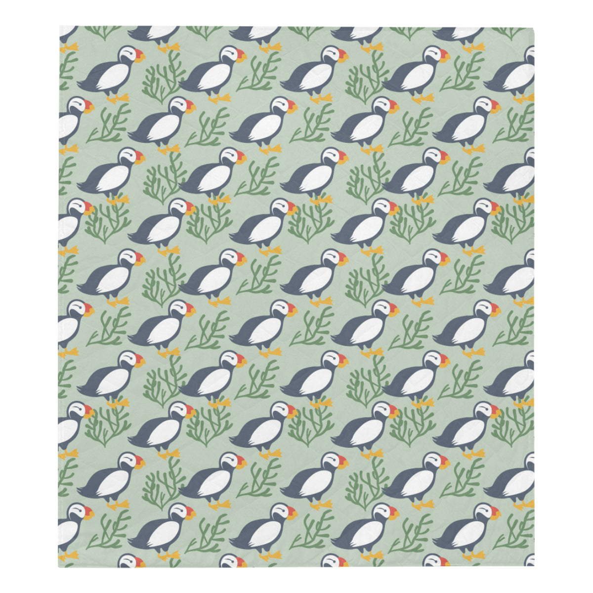Puffin Pattern Print Design A04 Premium Quilt