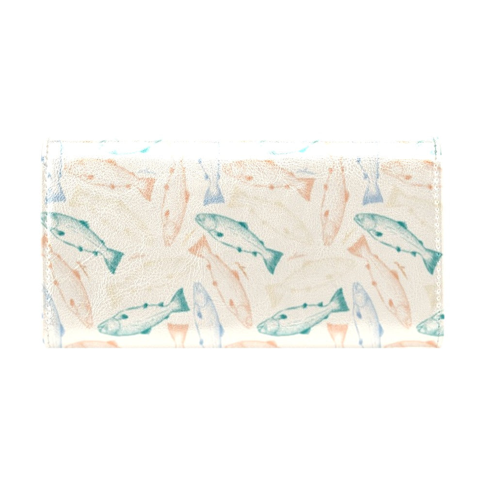 Salmon Fish Print Design LKS305 Women's Trifold Wallet
