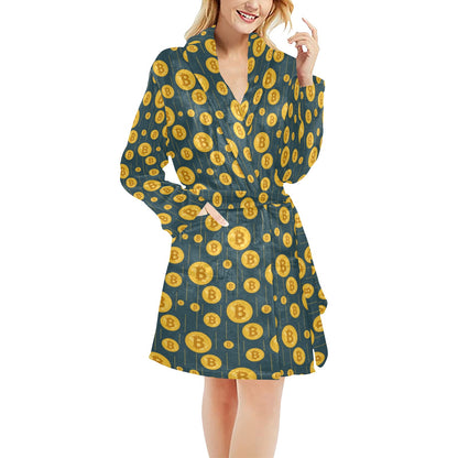 Bitcoin Pattern Print Design 01 Women's Fleece Robe