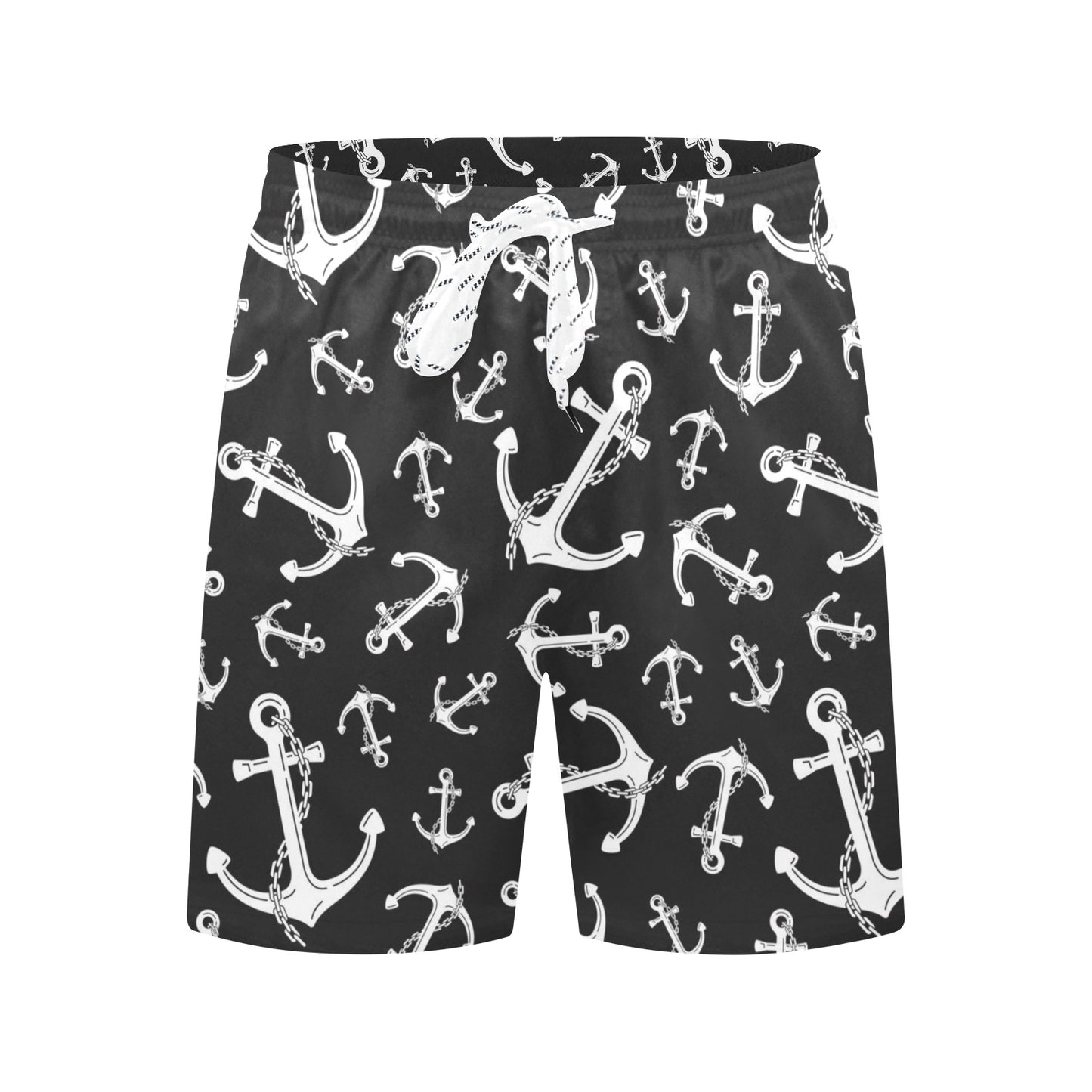 Anchor Black White Men's Swim Trunks Beach Shorts