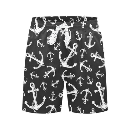 Anchor Black White Men's Swim Trunks Beach Shorts