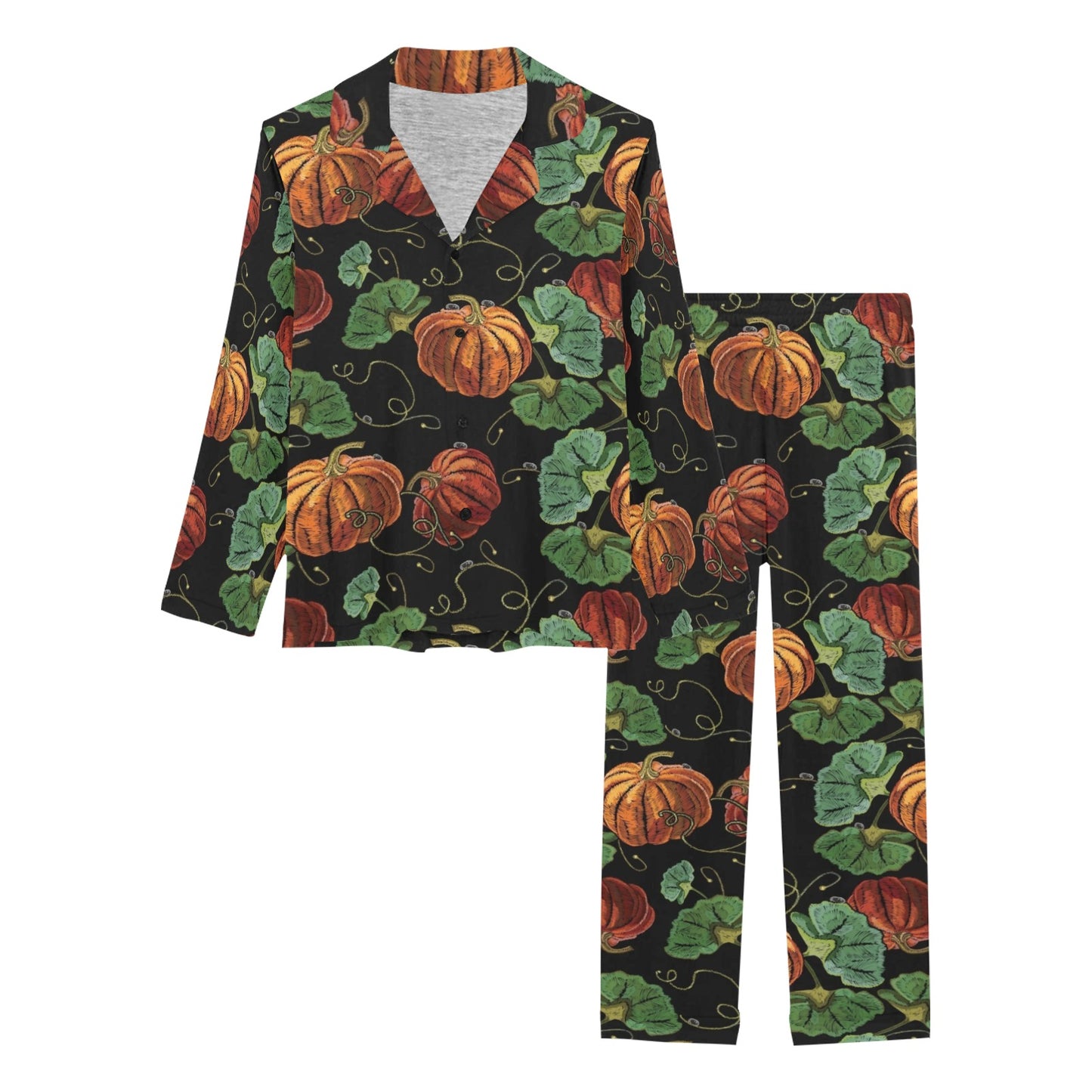 Pumpkin Pattern Print Design A02 Women's Long Pajama Set