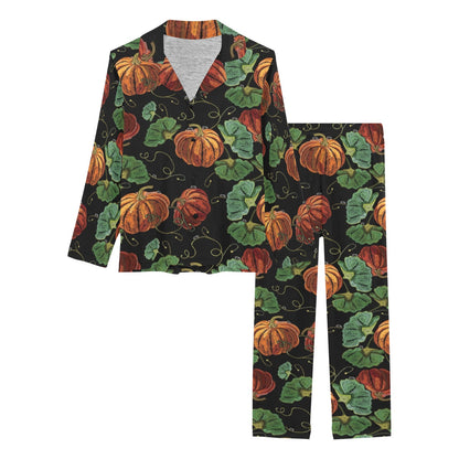 Pumpkin Pattern Print Design A02 Women's Long Pajama Set