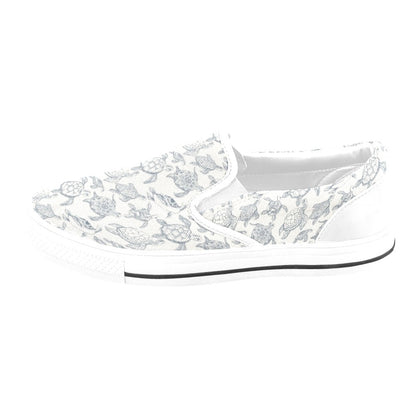 Sea Turtle Print Design LKS304 White Slip Ons Canvas Women's Shoes