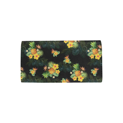 Pineapple Tropical Flower Print Pattern Women's Trifold Wallet