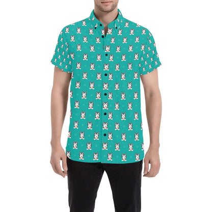 Siberian Huskies Print Design LKS304 Men Short Sleeve Button Up Shirt