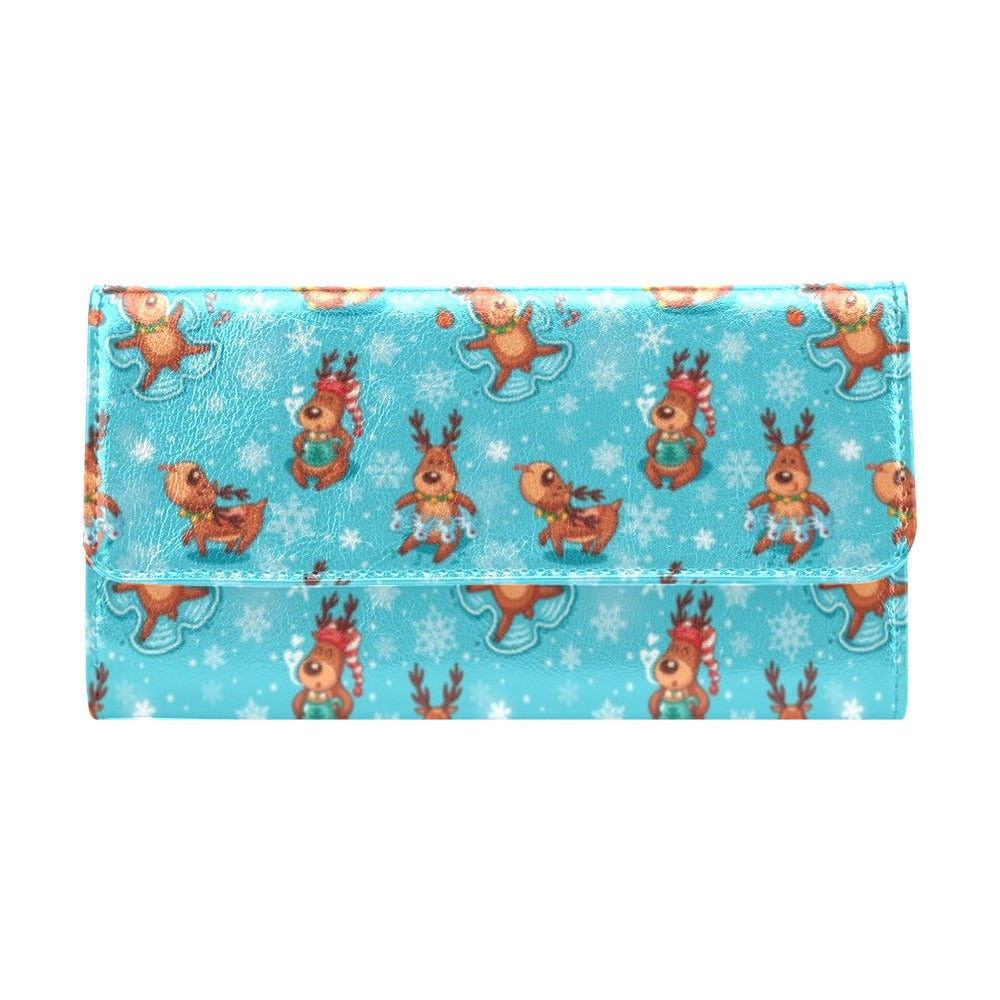 Reindeer Print Design LKS402 Women's Trifold Wallet