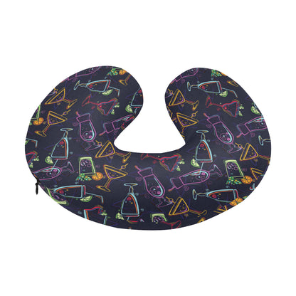 Cocktail Pattern Print Design 04 U-Shaped Travel Neck Pillow