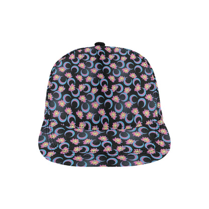 Lotus with Moon Pink Print Themed Snapback Cap