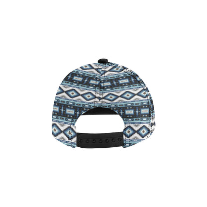 Navajo Dark Blue Print Pattern Snapback Cap