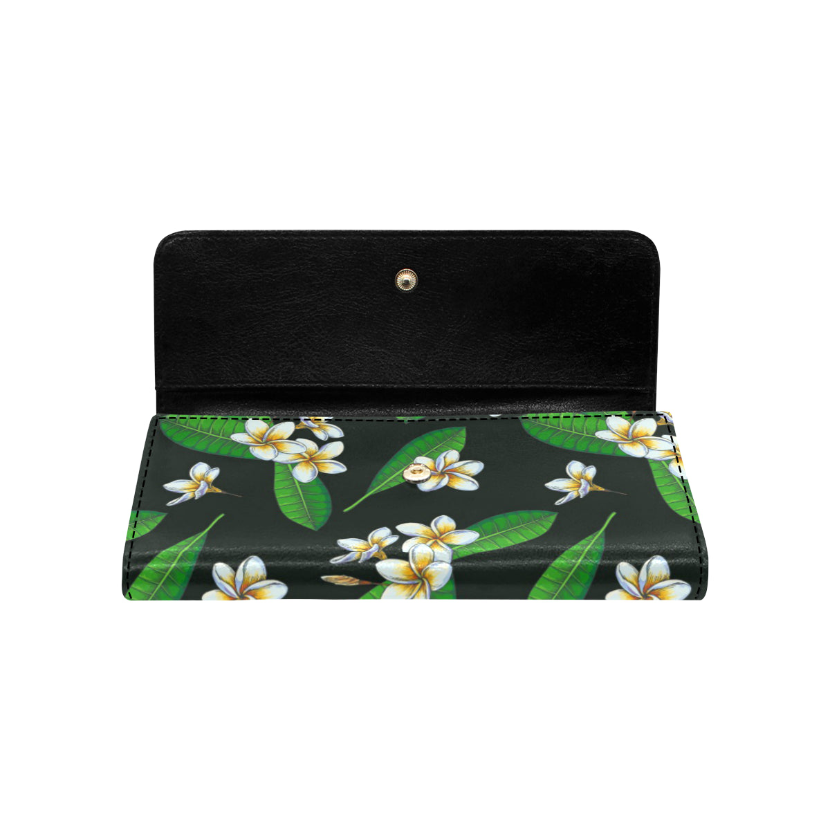 White Plumeria Pattern Print Design PM023 Women's Trifold Wallet