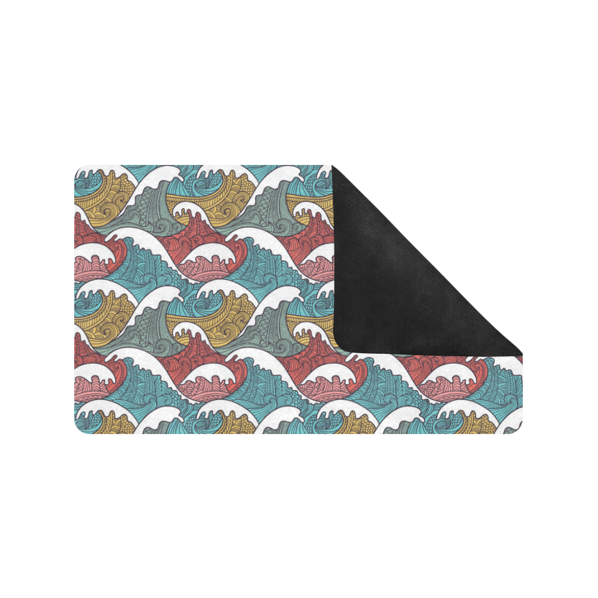 Tribal Wave Pattern Print Rubber Doormat