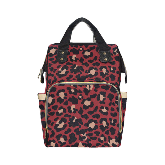 Cheetah Red Print Pattern Diaper Bag Backpack