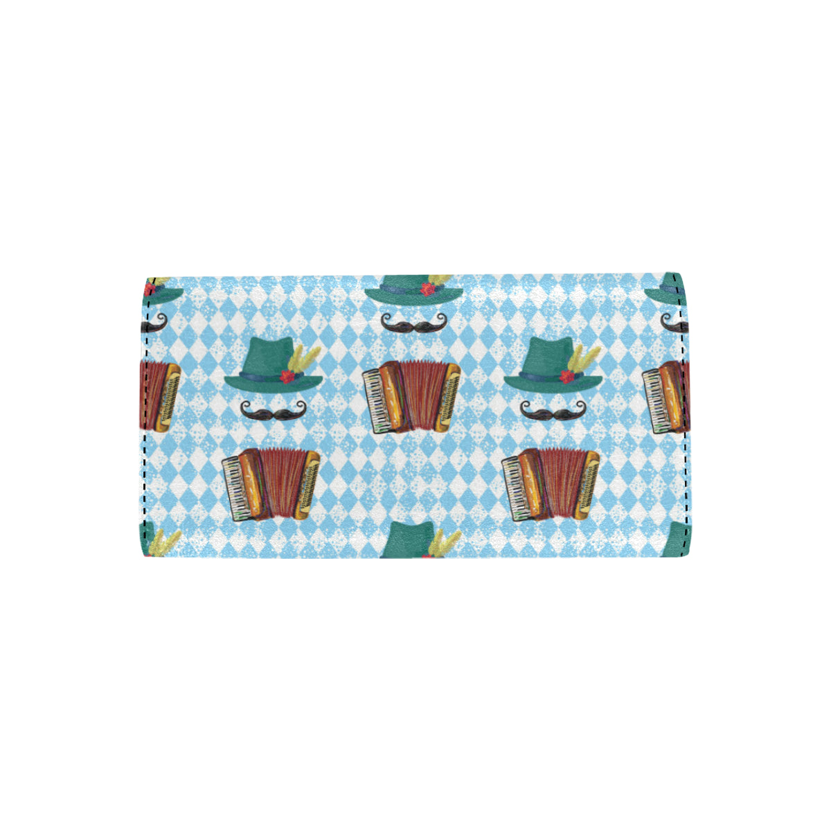 Accordion Mustache Pattern Print Design 01 Women's Trifold Wallet