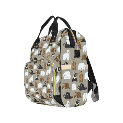 Bear Pattern Print Design BE03 Diaper Bag Backpack