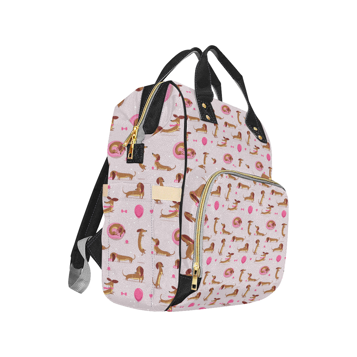 Dachshund Pattern Print Design 10 Diaper Bag Backpack