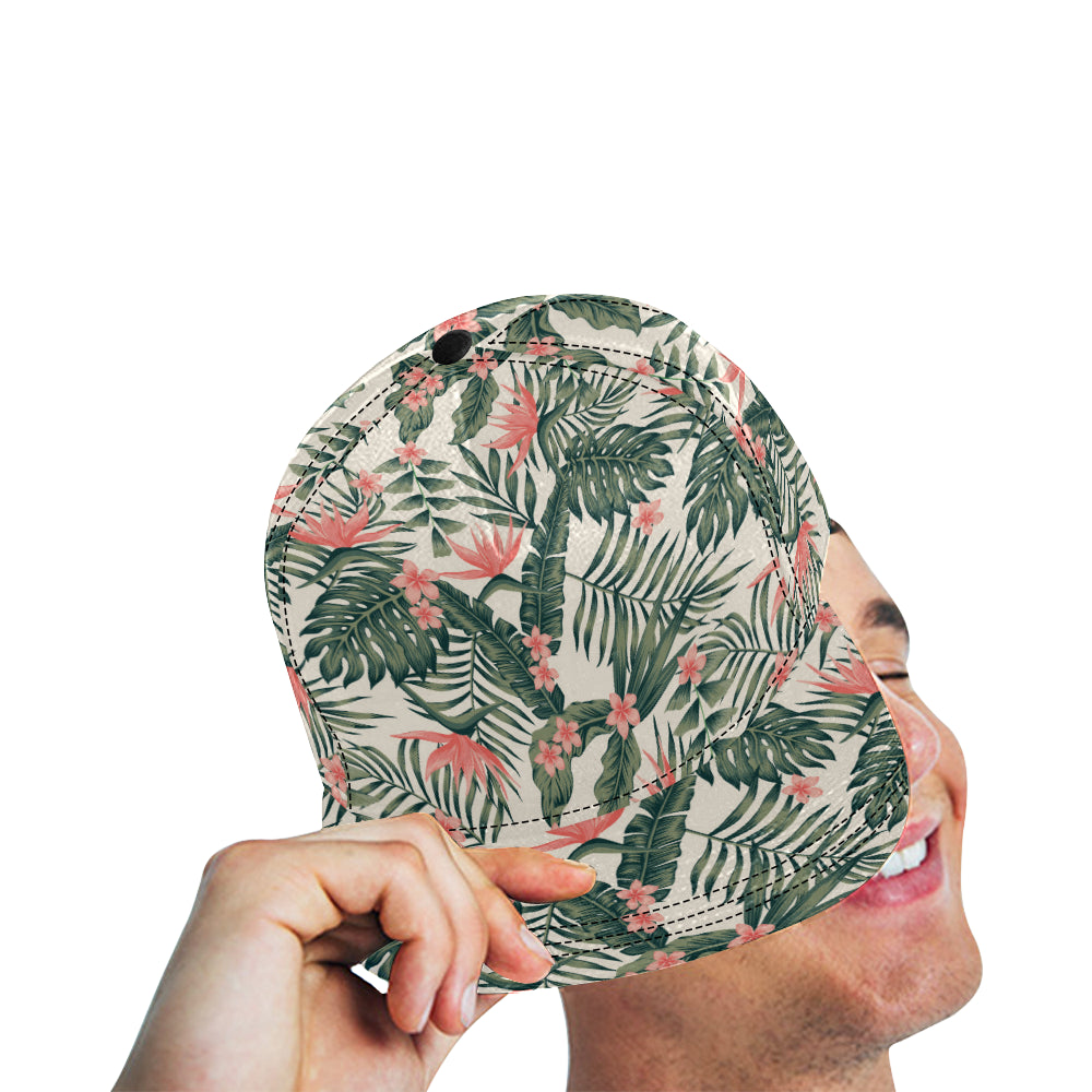 Tropical Flower Palm Leaves Snapback Cap